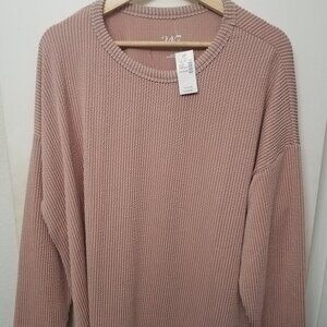Maurices 24/7 Ribbed Long Sleeve Pink Top Women's XXL